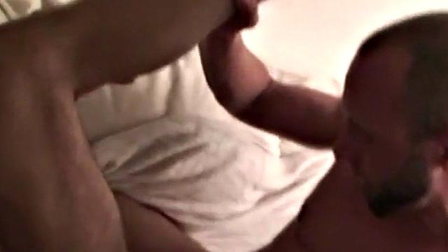 Masked German amateur DILF barebacked in sling by a top