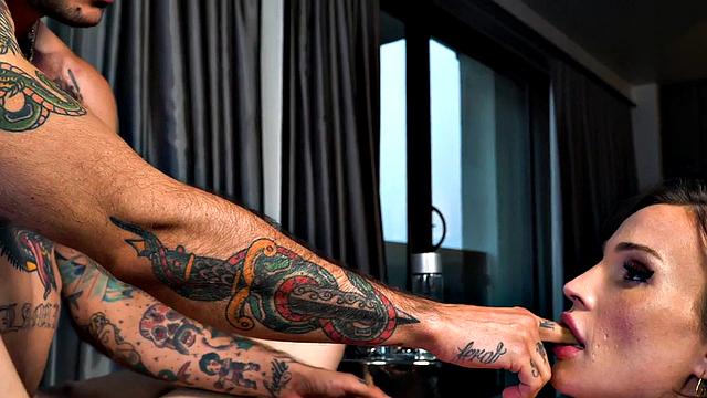 Trans man with pussy sucks busty MILF Tranny and gets licked