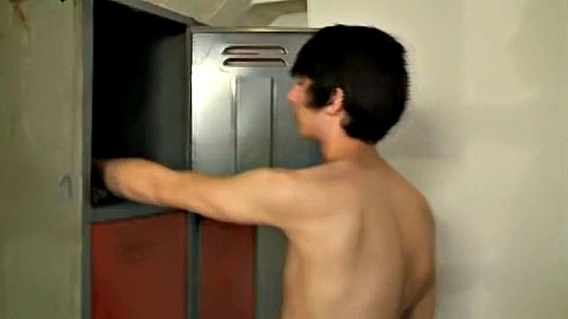 Max Brown strokes his hung uncut cock in the locker room, craving more than just a solo session