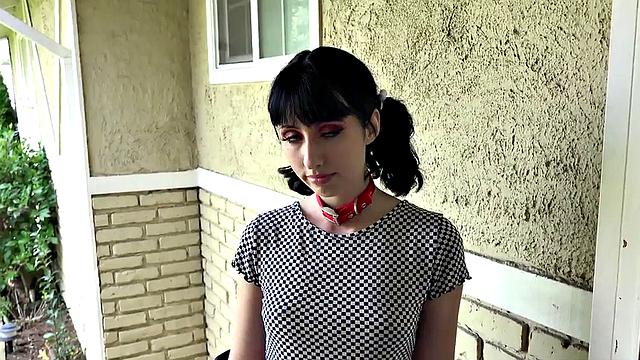 Submissive petite GF deepthroats cock