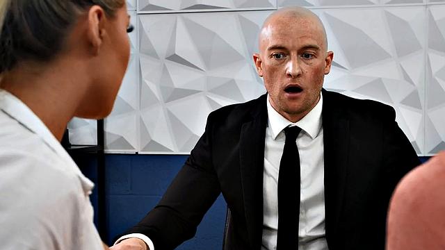 Blonde secretaries smashed in 3way