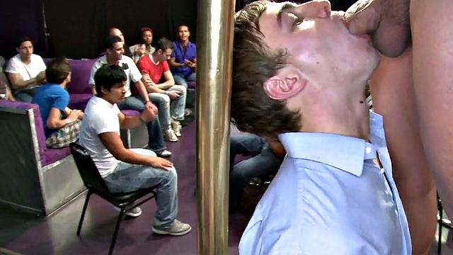 Strippers jerking in front of the public