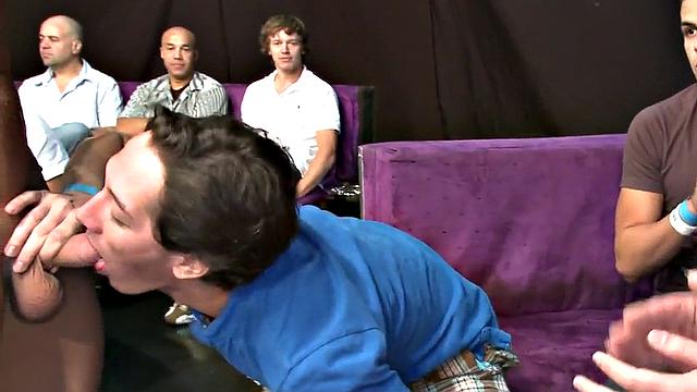 Strippers jerking in front of the public