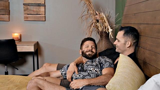 Amateur eager jock with hairy chest fucked in ass by BF