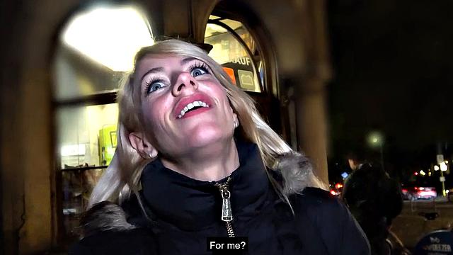 Nasty public slut drilled by thick cock in pussy