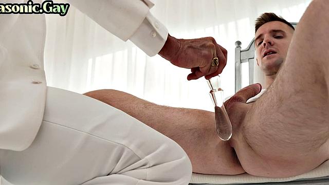 Cult gay mason in suit toys stud's asshole and jerks cock