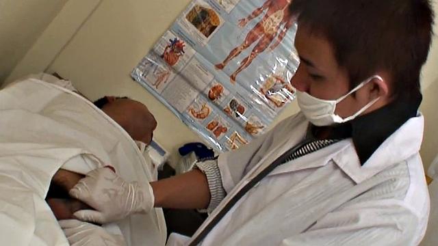 Pissing Asian twink fucked in anal in missionary