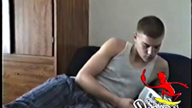 Lance grabs a porn magazine and strips naked. While stroking his hard cock, this straight boy can't stay still.