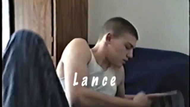 Lance grabs a porn magazine and strips naked. While stroking his hard cock, this straight boy can't stay still.