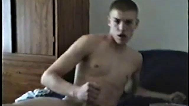 Lance grabs a porn magazine and strips naked. While stroking his hard cock, this straight boy can't stay still.