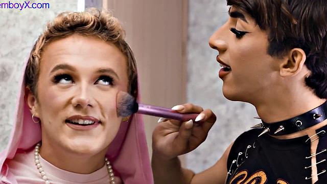 3some femboys barebacked by jock with facial ending