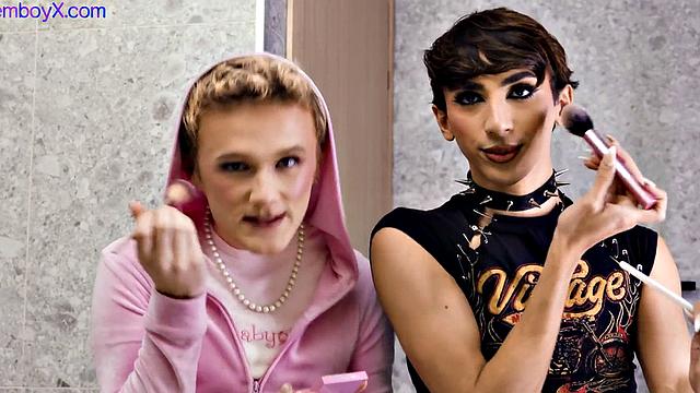 3some femboys barebacked by jock with facial ending