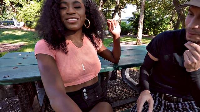 Black oiled slut banged from behind by dirty guy