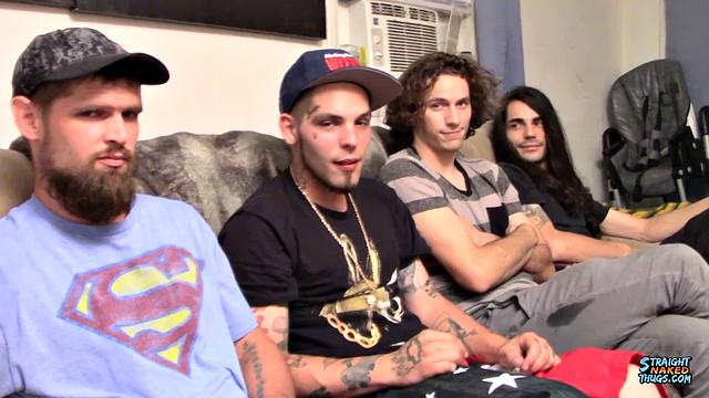 Four Straight Guys Stroke Cock - Devin Reynolds, Dean Inja, Nolan & Drac