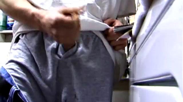 Returning home, with a new porn magazine, Shane heads to the laundry room to check out his new porn rag and jerk off. The porn must be good, because he quickly gets stiff and starts stroking.