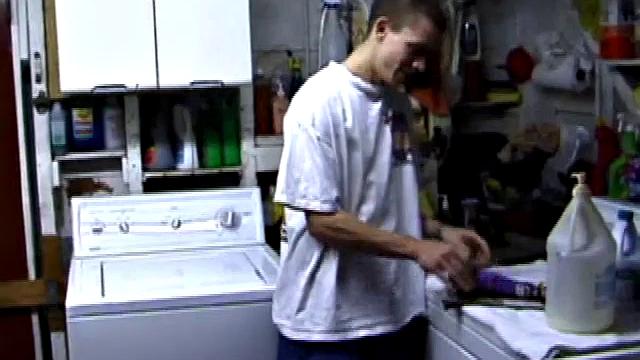 Returning home, with a new porn magazine, Shane heads to the laundry room to check out his new porn rag and jerk off. The porn must be good, because he quickly gets stiff and starts stroking.
