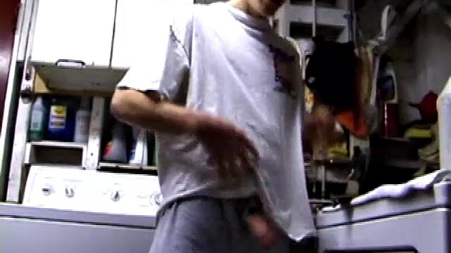 Returning home, with a new porn magazine, Shane heads to the laundry room to check out his new porn rag and jerk off. The porn must be good, because he quickly gets stiff and starts stroking.