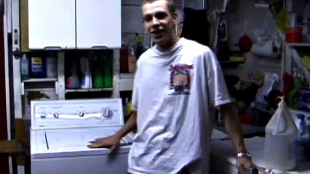 Returning home, with a new porn magazine, Shane heads to the laundry room to check out his new porn rag and jerk off. The porn must be good, because he quickly gets stiff and starts stroking.