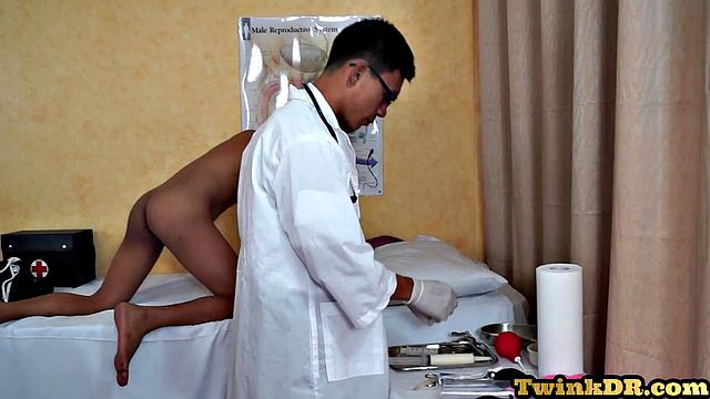 Skinny asian patient anal gaped by doc