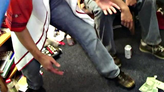 Hazed amateur fucked in college dormitory by fraternity