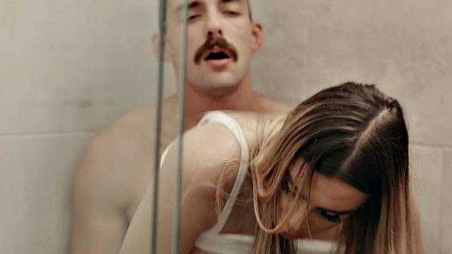 Raunchy trans fucked by lad in the bathroom