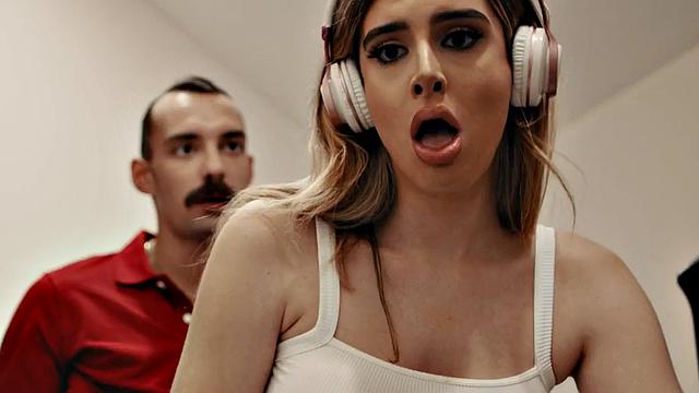 Raunchy trans fucked by lad in the bathroom