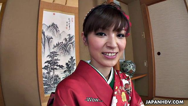Yuria Tominaga in kimono gets tings on her pussy