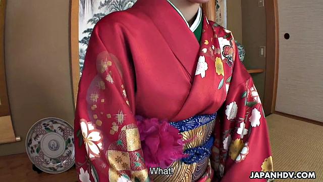 Yuria Tominaga in kimono gets tings on her pussy