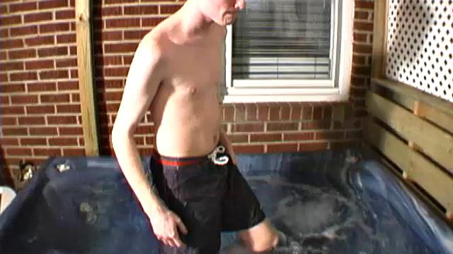 Horny 18 year old Andrew is naked in the hot tub when the urge to jerk off overcomes his blond self. The boy starts working on his big dick and soon it's rock hard.
