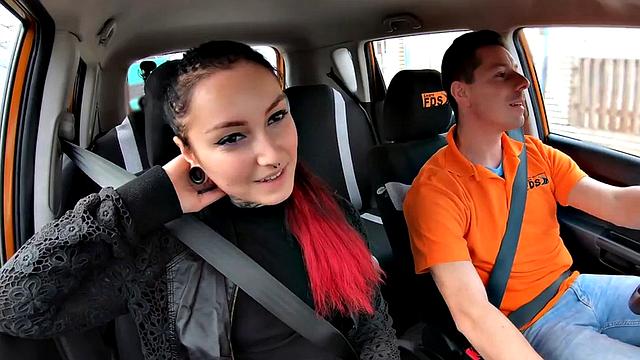 Alternative driving student fucked doggystyle by instructor
