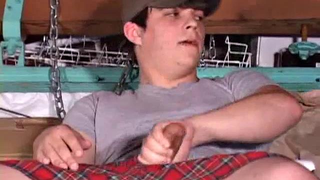 Already stroking his hard cock, Odon Marsh watches a porno video and edges himself close a few times. The effort pays off with a wet cum load that he can no longer hold back.