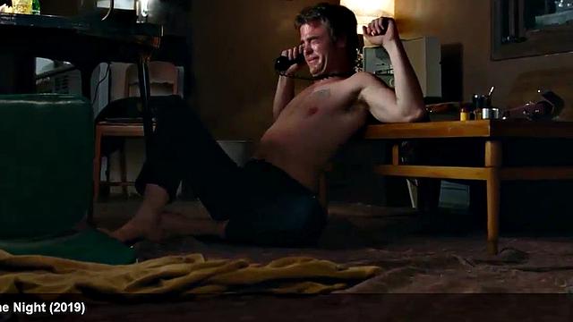 Celebrity Chris Pine showing off his incredible body