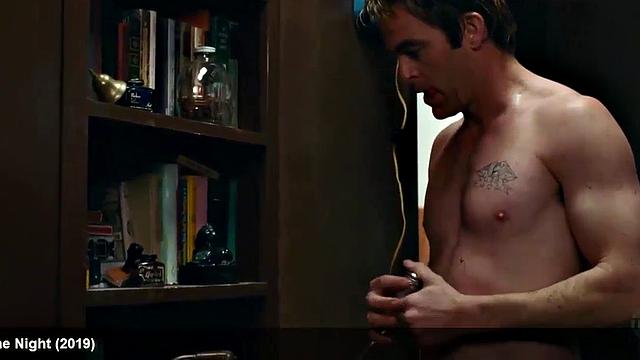 Celebrity Chris Pine showing off his incredible body