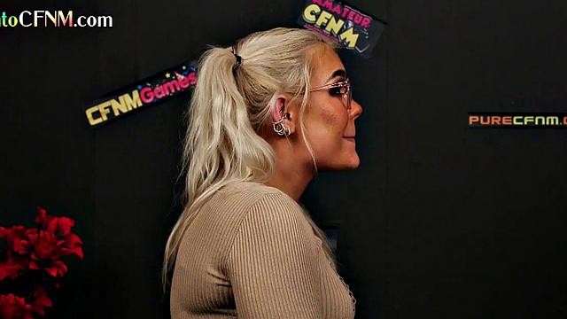 CFNM euro MILFs suck and stroke cock till cumshot