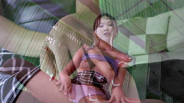 HJ petite Asian jerks cock while talking on phone