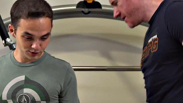 Petite twunk seduced by hunky stud