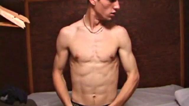 Adam strips down to reveal his toned skater body and kicks back for a hearty jerk off session. He wraps his fist around his limp dick and with a few strokes and some fingering of his tight ass he works himself up to full engorgement.