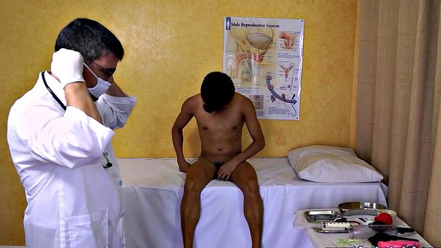 Asian twink asstoyed by doctor in infirmary