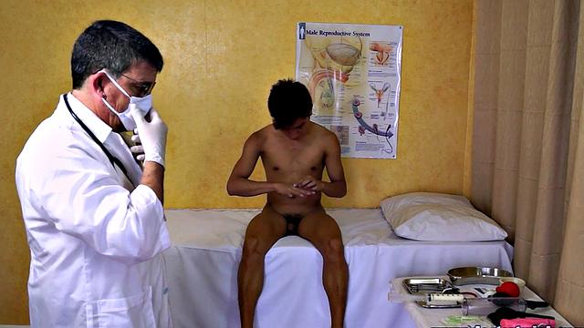 Asian twink asstoyed by doctor in infirmary