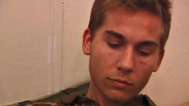 After storing his load for about a week, Brock is back to stroke one out for us. He makes himself at home on the bed, strips naked, and starts working his dick.