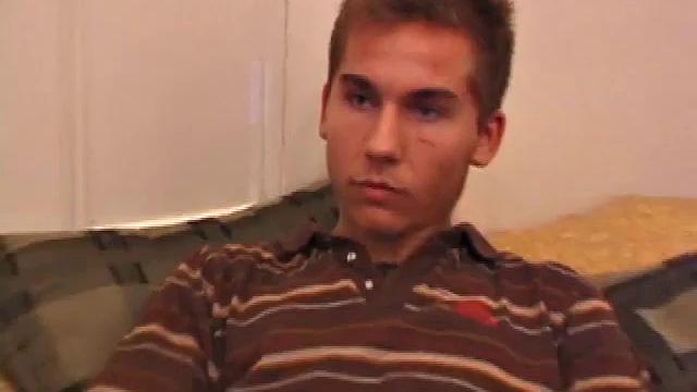 After storing his load for about a week, Brock is back to stroke one out for us. He makes himself at home on the bed, strips naked, and starts working his dick.