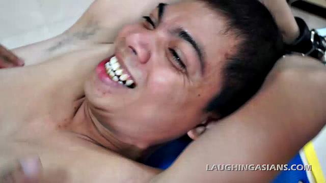 Mike and Ricky caught Vahn stealing their diamonds, but not before he hid them. So knowing how ticklish this cute Asian twink is, they strap him down for interrogation.