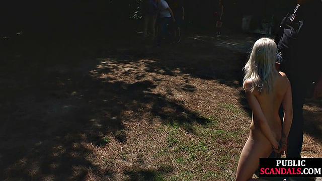 Stunning petite babe cocksucking in public