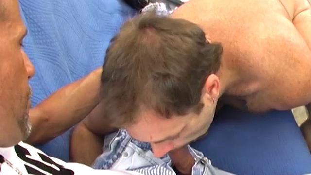 Josh Crew wastes no time taking Ryan Edwards's cock out, sucking it until it's rock hard. When Josh gets it pushed in his ass, he starts dripping cum.