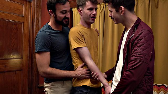 Taboo stepdad barebacks stepson in 3-way with buddy