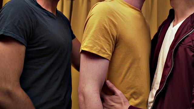 Taboo stepdad barebacks stepson in 3-way with buddy