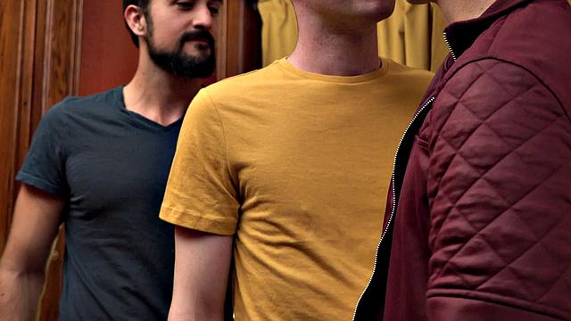 Taboo stepdad barebacks stepson in 3-way with buddy