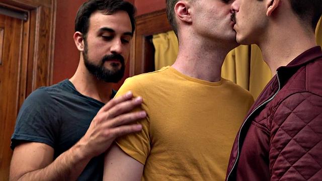 Taboo stepdad barebacks stepson in 3-way with buddy