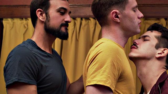 Taboo stepdad barebacks stepson in 3-way with buddy