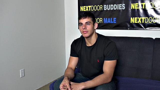 Smooth amateur wanking his dong at casting couch